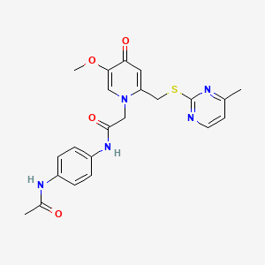 N-(4-acetamidophenyl)-2-(5-methoxy-2-(((4-methylpyrimidin-2-yl)thio)methyl)-4-oxopyridin-1(4H)-yl)acetamide
