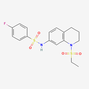 molecular formula C17H19FN2O4S2 B2363940 N-(1-(ethylsulfonyl)-1,2,3,4-tetrahydroquinolin-7-yl)-4-fluorobenzenesulfonamide CAS No. 946249-91-8