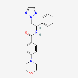 molecular formula C21H23N5O2 B2363941 4-morpholino-N-(1-phenyl-2-(2H-1,2,3-triazol-2-yl)ethyl)benzamide CAS No. 2309752-69-8