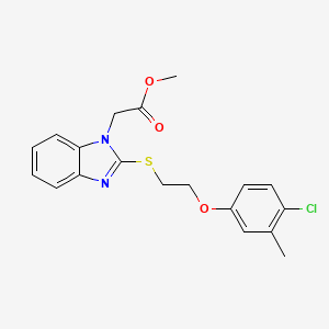 molecular formula C19H19ClN2O3S B2363945 Methyl 2-{2-[2-(4-chloro-3-methylphenoxy)ethylthio]benzimidazolyl}acetate CAS No. 919974-85-9