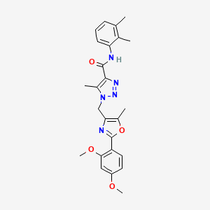 molecular formula C25H27N5O4 B2363947 1-((2-(2,4-dimethoxyphenyl)-5-methyloxazol-4-yl)methyl)-N-(2,3-dimethylphenyl)-5-methyl-1H-1,2,3-triazole-4-carboxamide CAS No. 946213-16-7