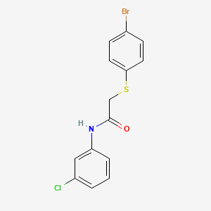 molecular formula C14H11BrClNOS B2363949 2-[(4-bromophenyl)sulfanyl]-N-(3-chlorophenyl)acetamide CAS No. 329779-27-3