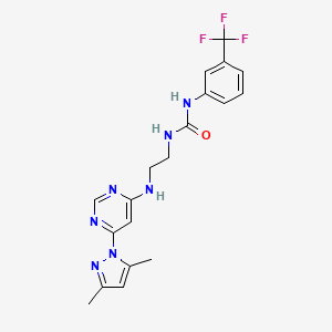 molecular formula C19H20F3N7O B2363957 1-(2-((6-(3,5-dimethyl-1H-pyrazol-1-yl)pyrimidin-4-yl)amino)ethyl)-3-(3-(trifluoromethyl)phenyl)urea CAS No. 1172251-51-2
