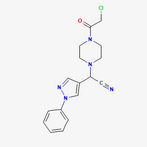 2-[4-(2-chloroacetyl)piperazin-1-yl]-2-(1-phenyl-1H-pyrazol-4-yl)acetonitrile