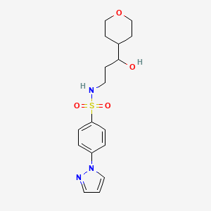N-(3-hydroxy-3-(tetrahydro-2H-pyran-4-yl)propyl)-4-(1H-pyrazol-1-yl)benzenesulfonamide