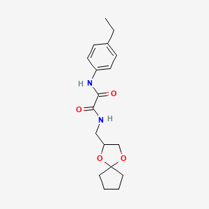 molecular formula C18H24N2O4 B2363974 N1-(1,4-dioxaspiro[4.4]nonan-2-ylmethyl)-N2-(4-ethylphenyl)oxalamide CAS No. 899982-36-6