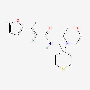 molecular formula C17H24N2O3S B2363976 (E)-3-(Furan-2-yl)-N-[(4-morpholin-4-ylthian-4-yl)methyl]prop-2-enamide CAS No. 2380195-78-6