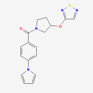 molecular formula C17H16N4O2S B2363989 (3-((1,2,5-thiadiazol-3-yl)oxy)pyrrolidin-1-yl)(4-(1H-pyrrol-1-yl)phenyl)methanone CAS No. 2097922-87-5