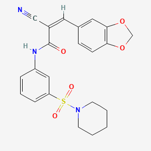 (Z)-3-(1,3-Benzodioxol-5-yl)-2-cyano-N-(3-piperidin-1-ylsulfonylphenyl)prop-2-enamide