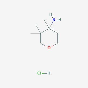 molecular formula C8H18ClNO B2363996 3,3,4-Trimethyloxan-4-amine;hydrochloride CAS No. 2416235-54-4
