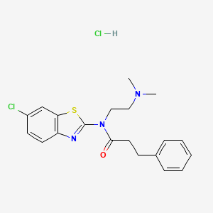 molecular formula C20H23Cl2N3OS B2363998 N-(6-chlorobenzo[d]thiazol-2-yl)-N-(2-(dimethylamino)ethyl)-3-phenylpropanamide hydrochloride CAS No. 1215543-60-4