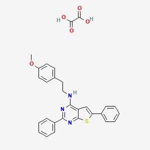 molecular formula C29H25N3O5S B2363999 N-(4-methoxyphenethyl)-2,6-diphenylthieno[2,3-d]pyrimidin-4-amine oxalate CAS No. 381731-69-7