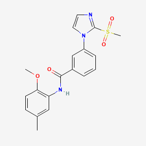 molecular formula C19H19N3O4S B2364003 N-(2-methoxy-5-methylphenyl)-3-(2-(methylsulfonyl)-1H-imidazol-1-yl)benzamide CAS No. 2034391-83-6