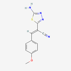 molecular formula C12H10N4OS B2364005 (E)-2-(5-氨基-1,3,4-噻二唑-2-基)-3-(4-甲氧基苯基)丙-2-烯腈 CAS No. 170802-09-2