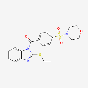 molecular formula C20H21N3O4S2 B2364007 (2-(ethylthio)-1H-benzo[d]imidazol-1-yl)(4-(morpholinosulfonyl)phenyl)methanone CAS No. 496777-80-1