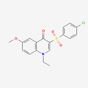 molecular formula C18H16ClNO4S B2364009 3-(4-Chlorobenzenesulfonyl)-1-ethyl-6-methoxy-1,4-dihydroquinolin-4-one CAS No. 899214-82-5