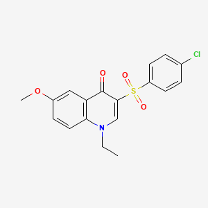 molecular formula C18H16ClNO4S B2364009 3-[(4-chlorophenyl)sulfonyl]-1-ethyl-6-methoxyquinolin-4(1H)-one CAS No. 899214-82-5