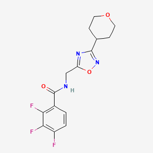 molecular formula C15H14F3N3O3 B2364013 2,3,4-trifluoro-N-((3-(tetrahydro-2H-pyran-4-yl)-1,2,4-oxadiazol-5-yl)methyl)benzamide CAS No. 2034535-92-5