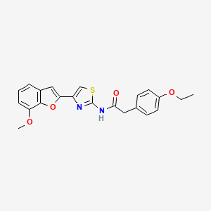 molecular formula C22H20N2O4S B2364014 2-(4-ethoxyphenyl)-N-[4-(7-methoxy-1-benzofuran-2-yl)-1,3-thiazol-2-yl]acetamide CAS No. 921526-10-5