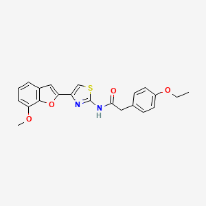 molecular formula C22H20N2O4S B2364014 2-(4-ethoxyphenyl)-N-(4-(7-methoxybenzofuran-2-yl)thiazol-2-yl)acetamide CAS No. 921526-10-5