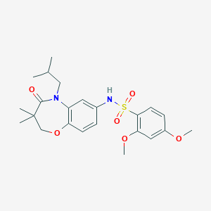 molecular formula C23H30N2O6S B2364017 N-(5-isobutyl-3,3-dimethyl-4-oxo-2,3,4,5-tetrahydrobenzo[b][1,4]oxazepin-7-yl)-2,4-dimethoxybenzenesulfonamide CAS No. 922004-08-8