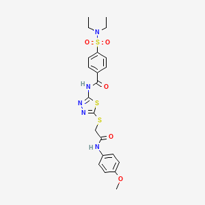 molecular formula C22H25N5O5S3 B2364018 4-(N,N-diethylsulfamoyl)-N-(5-((2-((4-methoxyphenyl)amino)-2-oxoethyl)thio)-1,3,4-thiadiazol-2-yl)benzamide CAS No. 392294-05-2