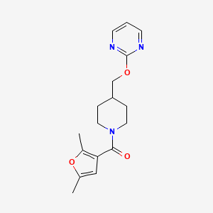molecular formula C17H21N3O3 B2364027 2-{[1-(2,5-Dimethylfuran-3-carbonyl)piperidin-4-yl]methoxy}pyrimidine CAS No. 2379978-11-5