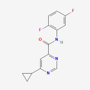 molecular formula C14H11F2N3O B2364032 6-Cyclopropyl-N-(2,5-difluorophenyl)pyrimidine-4-carboxamide CAS No. 2415620-65-2