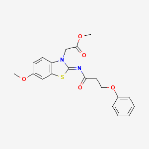 molecular formula C20H20N2O5S B2364038 (Z)-甲基2-(6-甲氧基-2-((3-苯氧基丙酰基)亚氨基)苯并[d]噻唑-3(2H)-基)乙酸酯 CAS No. 865199-93-5