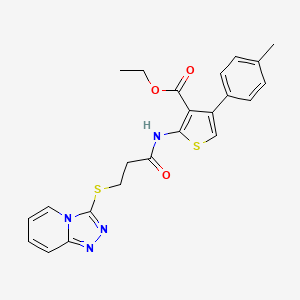 molecular formula C23H22N4O3S2 B2364042 ethyl 4-(4-methylphenyl)-2-(3-{[1,2,4]triazolo[4,3-a]pyridin-3-ylsulfanyl}propanamido)thiophene-3-carboxylate CAS No. 671199-07-8