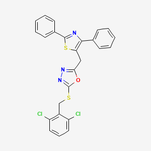 2-[(2,6-Dichlorophenyl)methylsulfanyl]-5-[(2,4-diphenyl-1,3-thiazol-5-yl)methyl]-1,3,4-oxadiazole