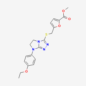 molecular formula C19H20N4O4S B2364064 methyl 5-(((7-(4-ethoxyphenyl)-6,7-dihydro-5H-imidazo[2,1-c][1,2,4]triazol-3-yl)thio)methyl)furan-2-carboxylate CAS No. 921541-95-9
