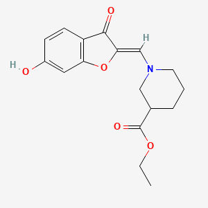 molecular formula C17H19NO5 B2364075 (Z)-ethyl 1-((6-hydroxy-3-oxobenzofuran-2(3H)-ylidene)methyl)piperidine-3-carboxylate CAS No. 946293-47-6