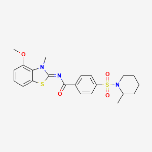 molecular formula C22H25N3O4S2 B2364081 (E)-N-(4-methoxy-3-methylbenzo[d]thiazol-2(3H)-ylidene)-4-((2-methylpiperidin-1-yl)sulfonyl)benzamide CAS No. 685106-40-5