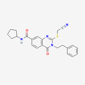 molecular formula C24H24N4O2S B2364084 2-((cyanomethyl)thio)-N-cyclopentyl-4-oxo-3-phenethyl-3,4-dihydroquinazoline-7-carboxamide CAS No. 941950-47-6