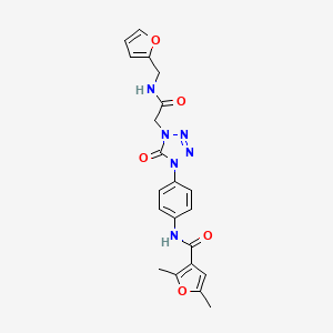 molecular formula C21H20N6O5 B2364095 N-(4-(4-(2-((furan-2-ylmethyl)amino)-2-oxoethyl)-5-oxo-4,5-dihydro-1H-tetrazol-1-yl)phenyl)-2,5-dimethylfuran-3-carboxamide CAS No. 1396806-81-7