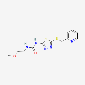 molecular formula C12H15N5O2S2 B2364097 1-(2-Methoxyethyl)-3-(5-((pyridin-2-ylmethyl)thio)-1,3,4-thiadiazol-2-yl)urea CAS No. 1172981-50-8