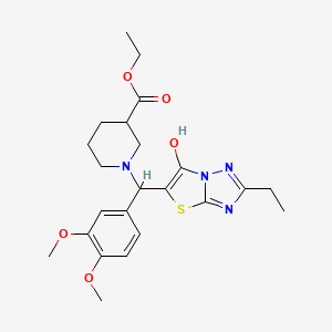 Ethyl 1-((3,4-dimethoxyphenyl)(2-ethyl-6-hydroxythiazolo[3,2-b][1,2,4]triazol-5-yl)methyl)piperidine-3-carboxylate