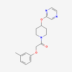 molecular formula C18H21N3O3 B2364113 1-(4-(Pyrazin-2-yloxy)piperidin-1-yl)-2-(m-tolyloxy)ethanone CAS No. 1421441-40-8
