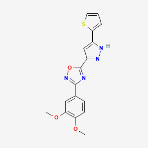 3-(3,4-dimethoxyphenyl)-5-(3-(thiophen-2-yl)-1H-pyrazol-5-yl)-1,2,4-oxadiazole