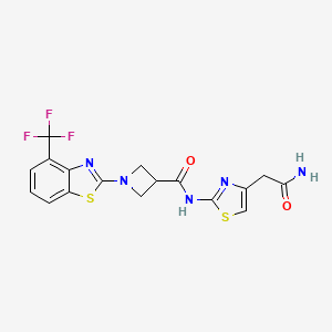 molecular formula C17H14F3N5O2S2 B2364133 N-(4-(2-amino-2-oxoethyl)thiazol-2-yl)-1-(4-(trifluoromethyl)benzo[d]thiazol-2-yl)azetidine-3-carboxamide CAS No. 1396886-74-0
