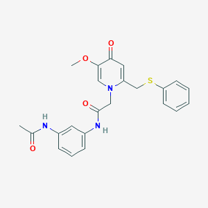 N-(3-acetamidophenyl)-2-(5-methoxy-4-oxo-2-((phenylthio)methyl)pyridin-1(4H)-yl)acetamide