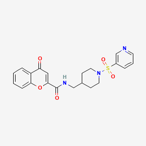molecular formula C21H21N3O5S B2364141 4-oxo-N-((1-(pyridin-3-ylsulfonyl)piperidin-4-yl)methyl)-4H-chromene-2-carboxamide CAS No. 1428364-97-9