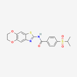 molecular formula C19H18N2O5S2 B2364177 N-(6,7-dihydro-[1,4]dioxino[2,3-f][1,3]benzothiazol-2-yl)-4-propan-2-ylsulfonylbenzamide CAS No. 941993-36-8