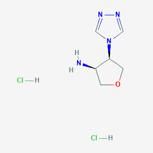molecular formula C6H12Cl2N4O B2364191 (3S,4R)-4-(1,2,4-Triazol-4-yl)oxolan-3-amine;dihydrochloride CAS No. 2138062-34-5