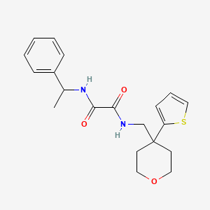 molecular formula C20H24N2O3S B2364197 N1-(1-phenylethyl)-N2-((4-(thiophen-2-yl)tetrahydro-2H-pyran-4-yl)methyl)oxalamide CAS No. 1209831-04-8
