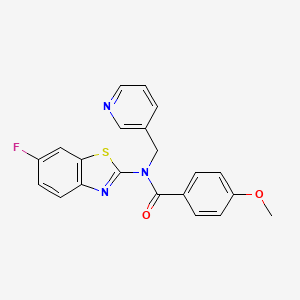 molecular formula C21H16FN3O2S B2364198 N-(6-fluorobenzo[d]thiazol-2-yl)-4-methoxy-N-(pyridin-3-ylmethyl)benzamide CAS No. 895018-15-2