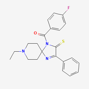 molecular formula C22H22FN3OS B2364199 8-乙基-1-(4-氟苯甲酰)-3-苯基-1,4,8-三氮杂螺[4.5]癸-3-烯-2-硫酮 CAS No. 872199-78-5