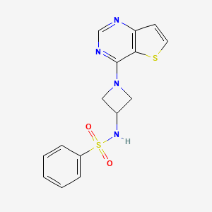 molecular formula C15H14N4O2S2 B2364216 N-(1-{thieno[3,2-d]pyrimidin-4-yl}azetidin-3-yl)benzenesulfonamide CAS No. 2380180-01-6