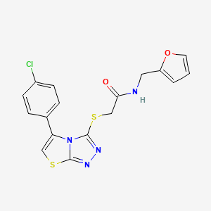 molecular formula C17H13ClN4O2S2 B2364243 2-{[5-(4-chlorophenyl)-[1,2,4]triazolo[3,4-b][1,3]thiazol-3-yl]sulfanyl}-N-[(furan-2-yl)methyl]acetamide CAS No. 671199-95-4